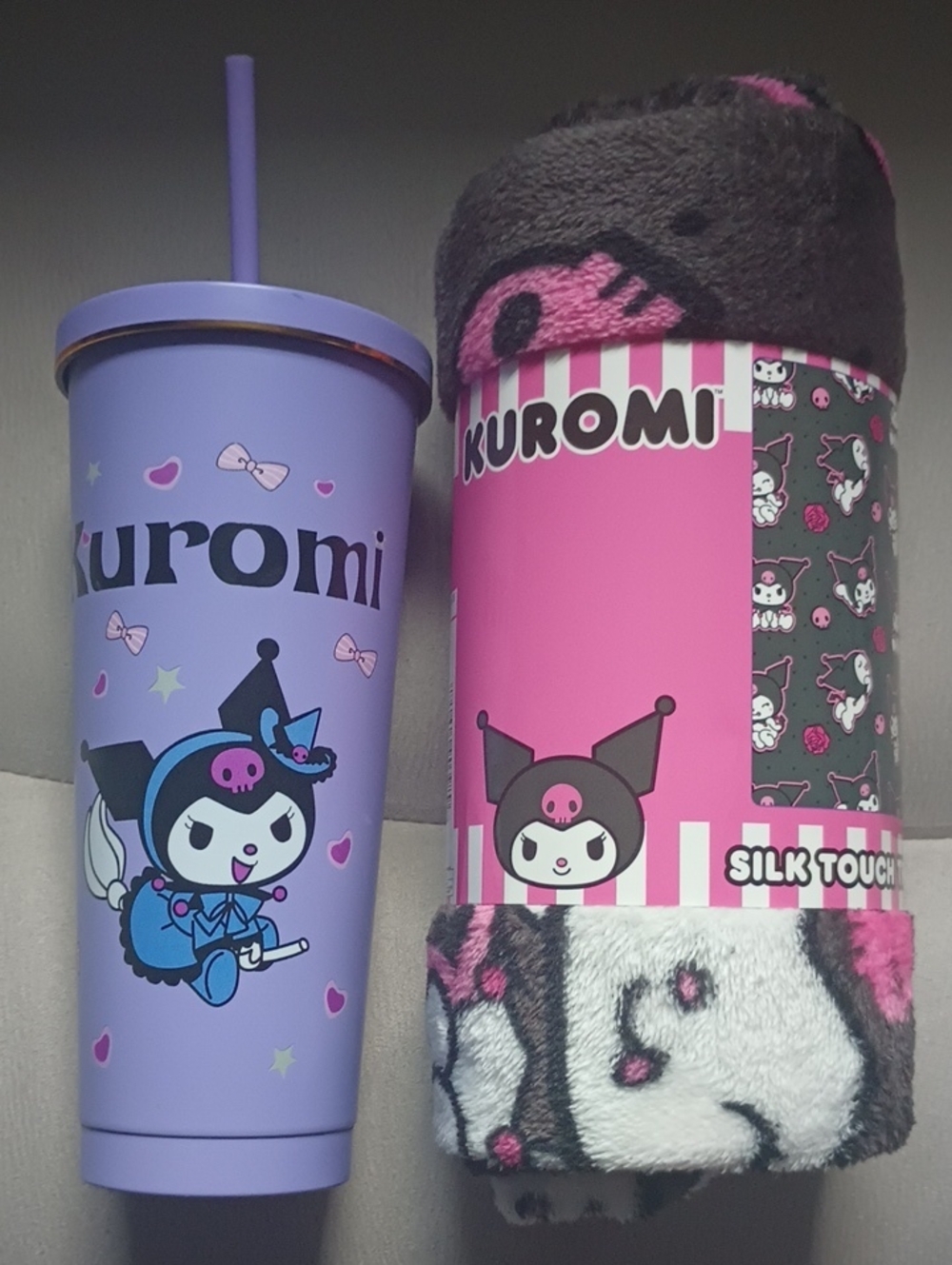 Sanrio Kuromi Thermos + Silk Touch Throw Blanket Set